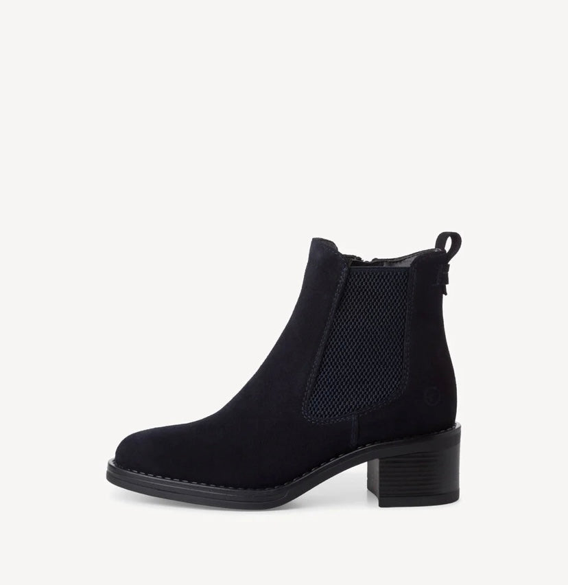 Tamaris - 1-25007 Navy Suede Chelsea Ankle Boot