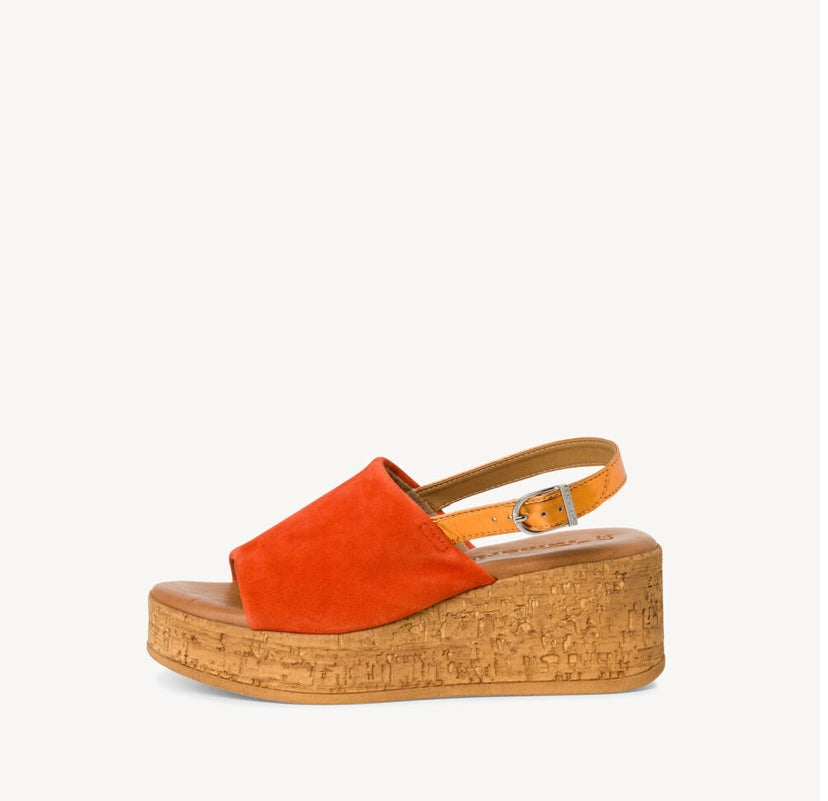 Tamaris - 1-28393 Orange 🍊 Suede Wedge Sandal