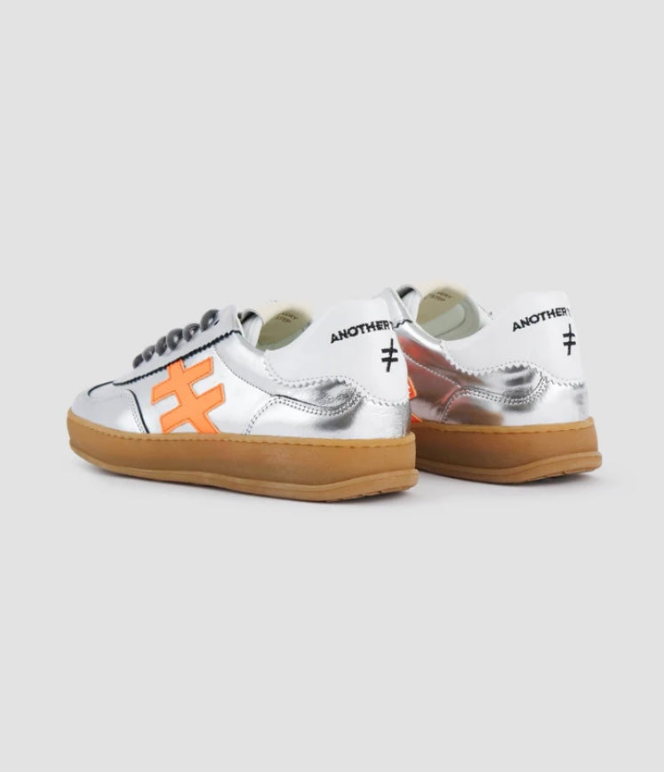 ANOTHER TREND- A032M341 Silver and Neon Orange Trainers [Preorder for early June]