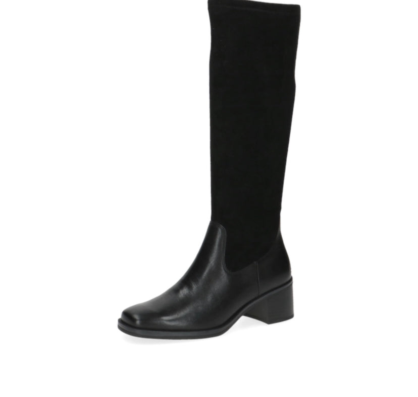 Caprice - 25503 Black Leather Suede Knee High Boot