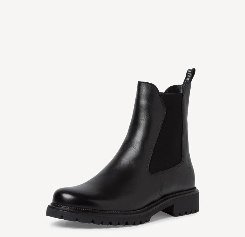 Tamaris - 25427 Black Leather Chelsea Boot