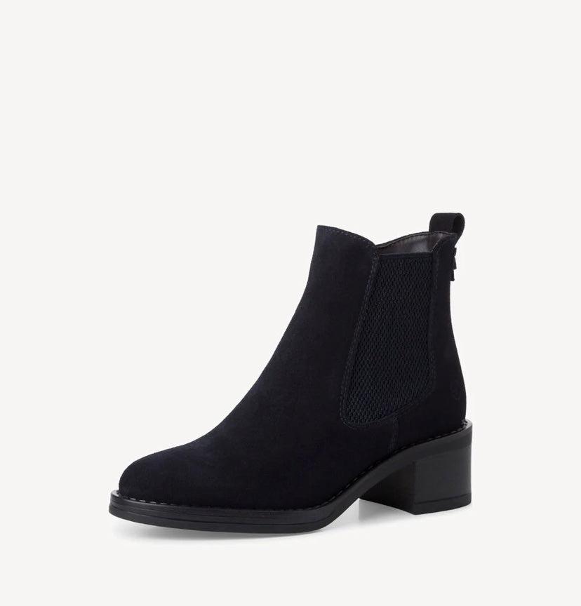 Tamaris - 1-25007 Navy Suede Chelsea Ankle Boot