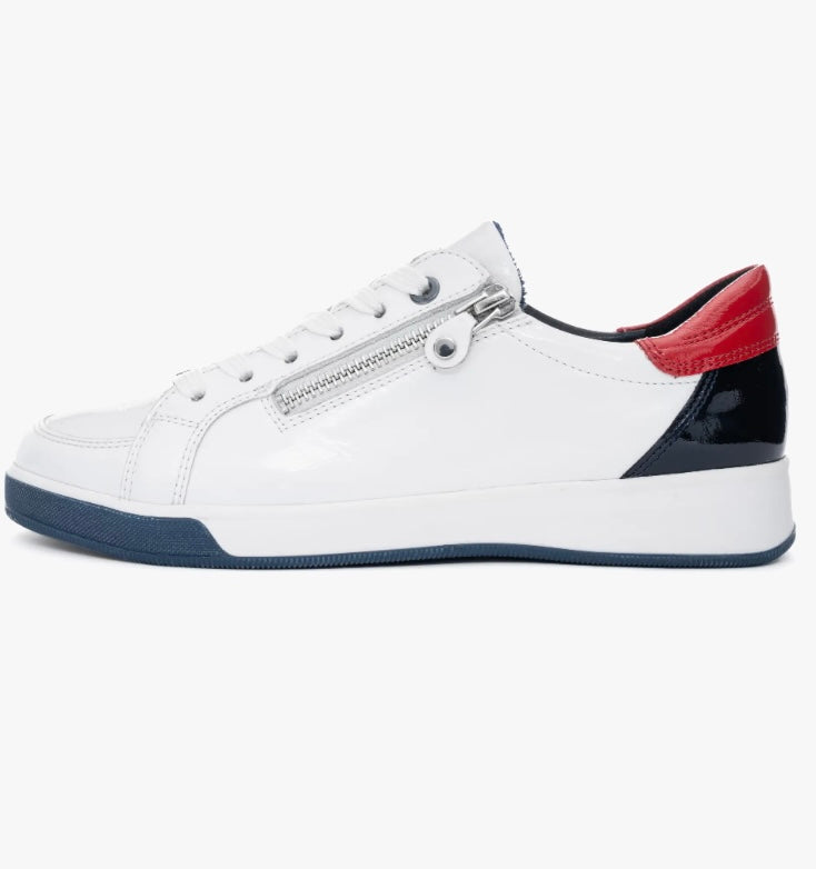 Ara - 34432 White Patent Nautical Trainer