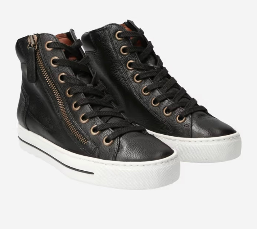 Paul Green - 4024 Black Leather Hi Top