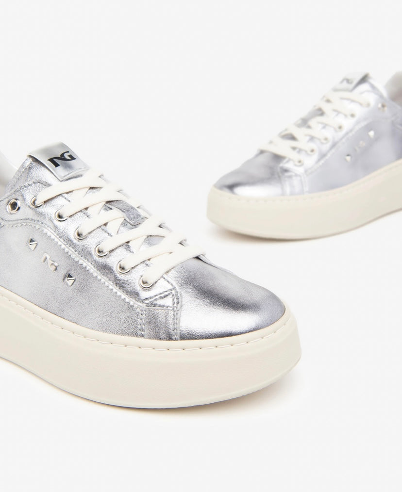 NeroGiardini - I411623D Silver Leather Trainer