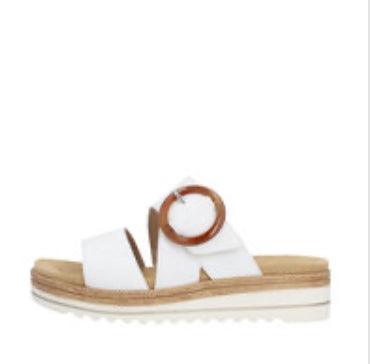 Remonte - D0Q51 White Leather Slide with a Velcro Strap
