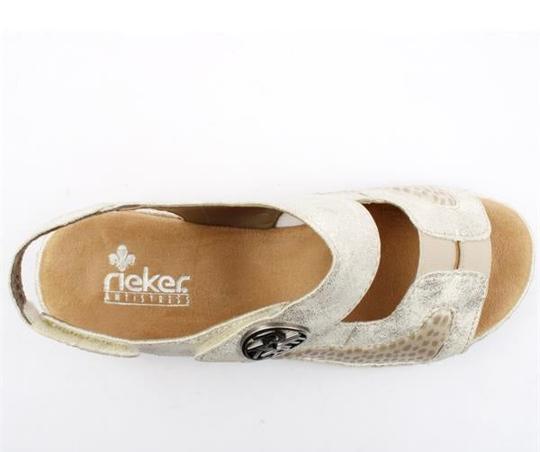 Rieker 65989 Gold Metallic Velcro Sandal