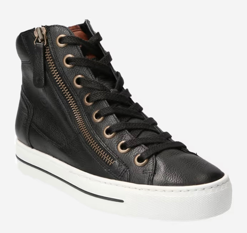 Paul Green - 4024 Black Leather Hi Top