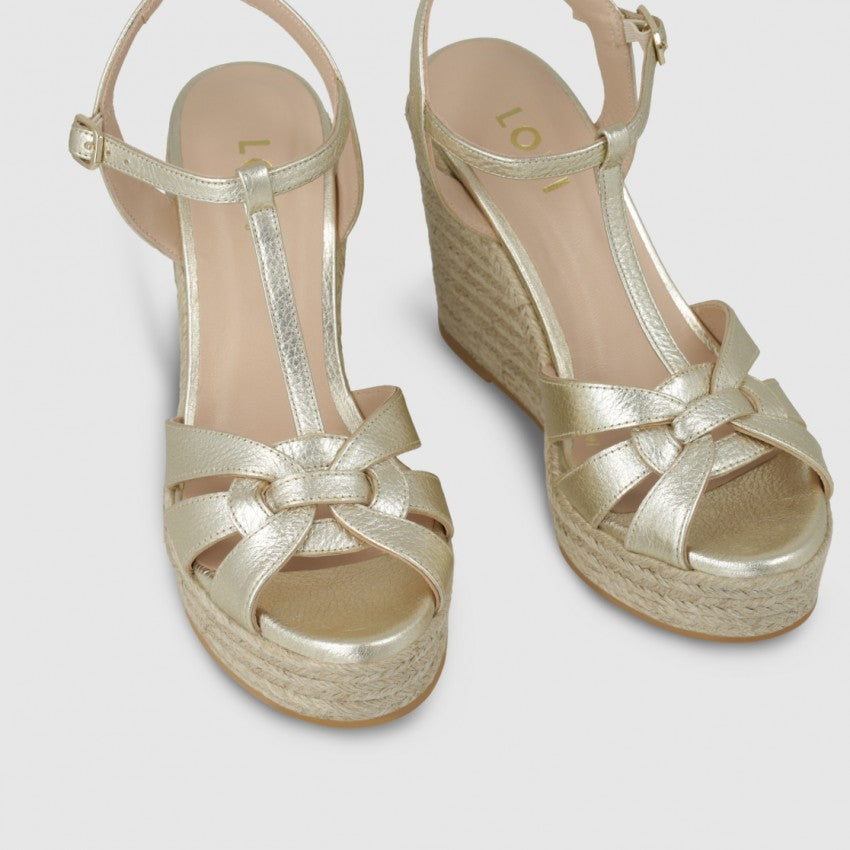 Lodi - Yunarni Gold Leather Wedge [Preorder for May 7th]
