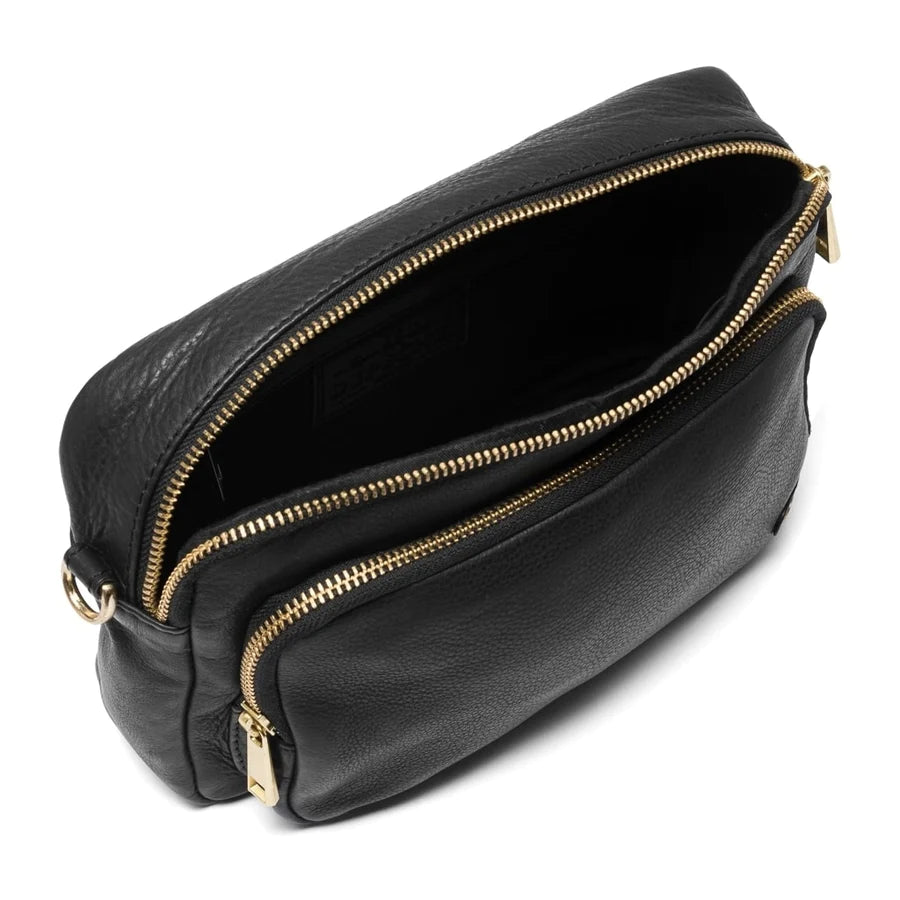 Depeche - 14132 Black Leather Crossbody Bag