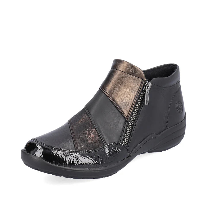 Remonte - R7678-01 Black Multi Leather Ankle Boot