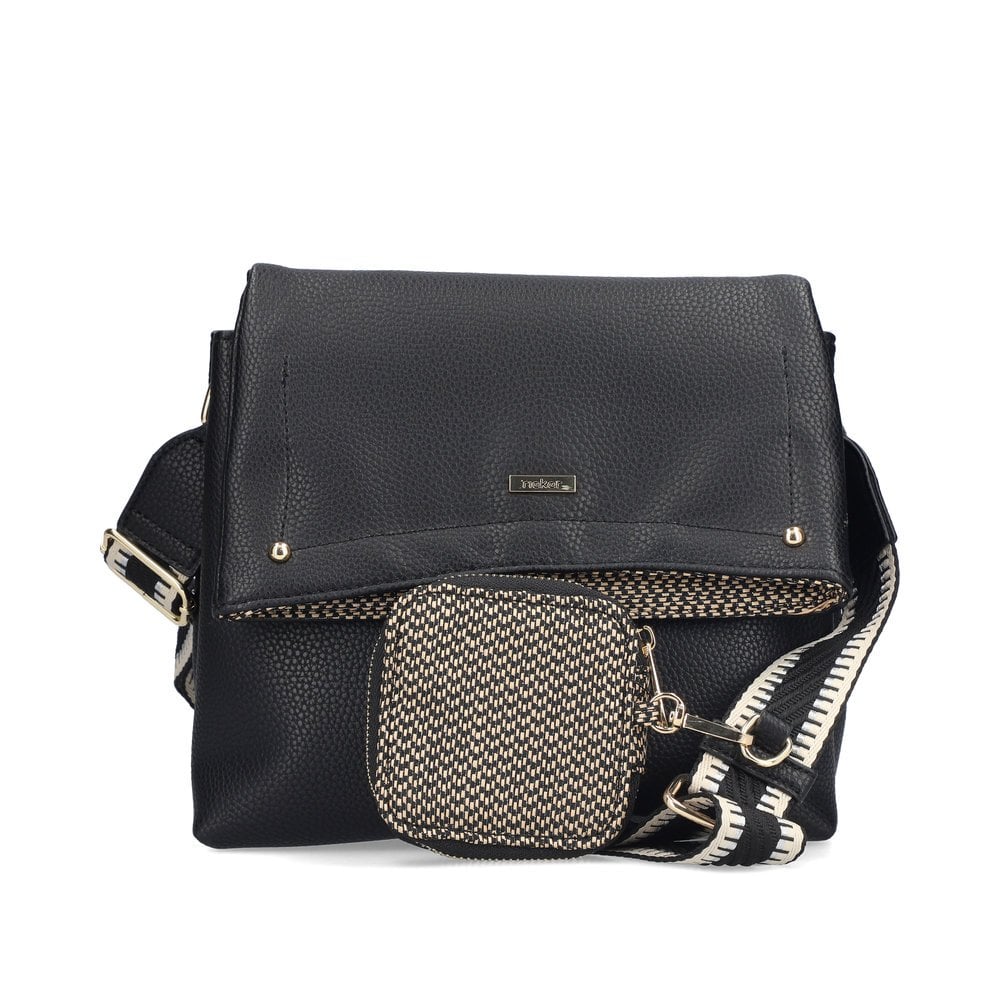 Rieker - H1612/00 Black & Cream Crossbody Bag