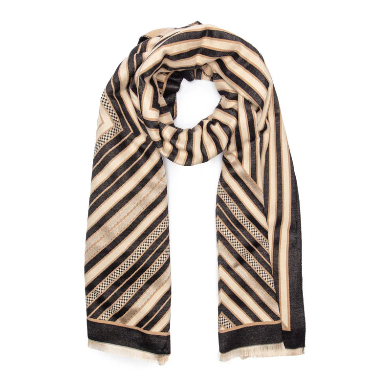 Elie Beaumont - Black, Ivory Art Deco Scarf