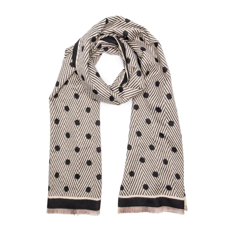 Elie Beaumont - Black, Ivory, Grey Polka Dot Scarf