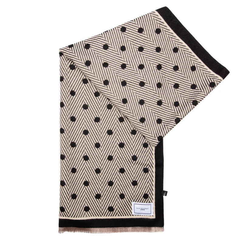 Elie Beaumont - Black, Ivory, Grey Polka Dot Scarf