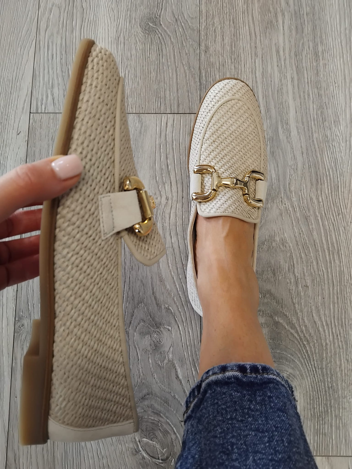 Paul Green - 1145 Cream Raffia Loafer