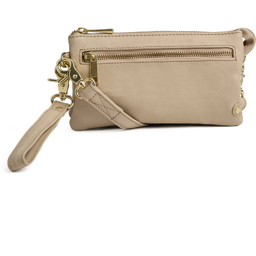 Depeche - 11998 Beige Leather Clutch Crossbody Bag