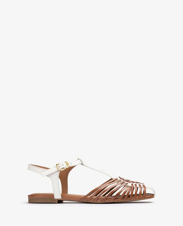 Unisa Babic White and Tan Leather Sandal