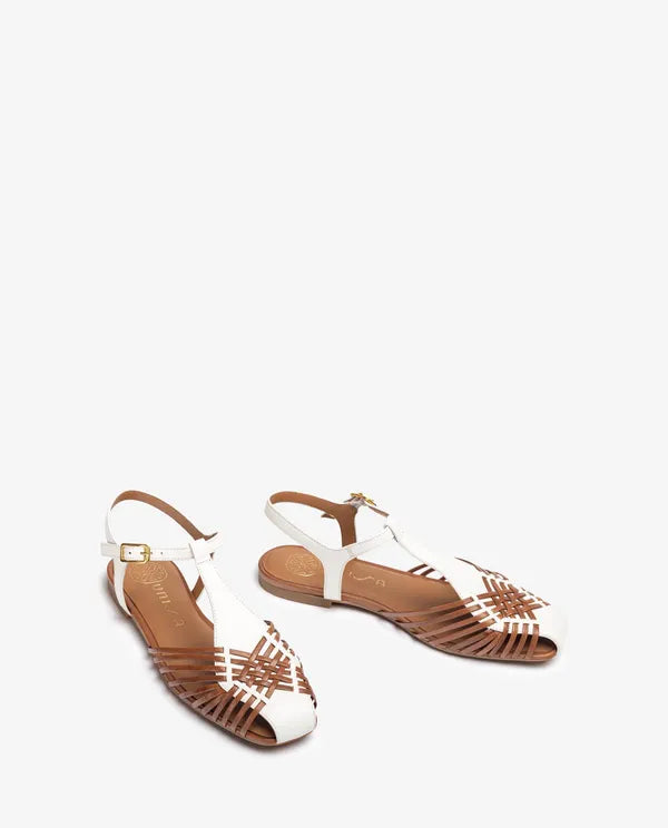 Unisa Babic White and Tan Leather Sandal