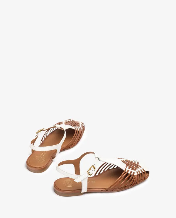 Unisa Babic White and Tan Leather Sandal