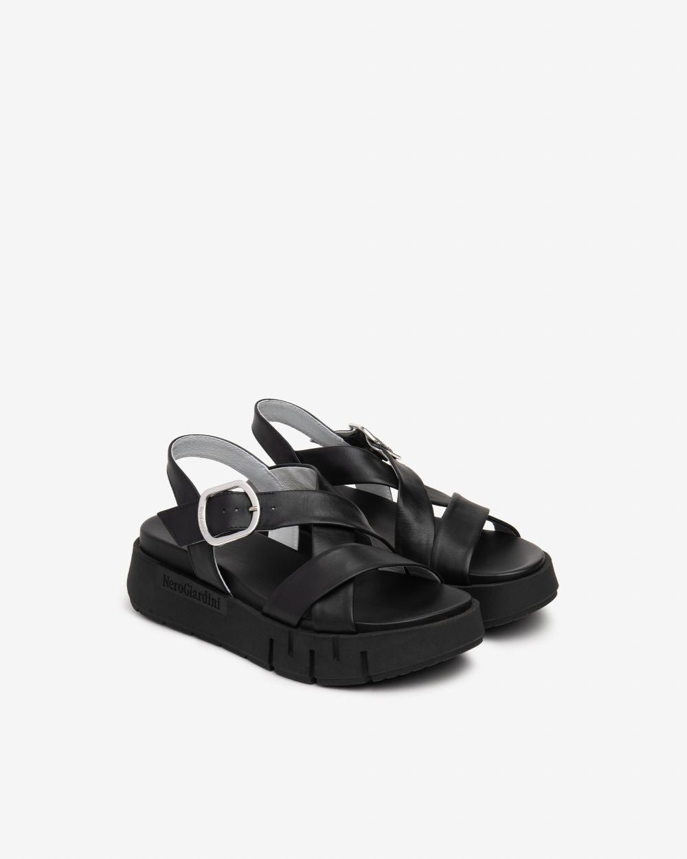 Nerogiardini - E513696D Black Wedge Sandal