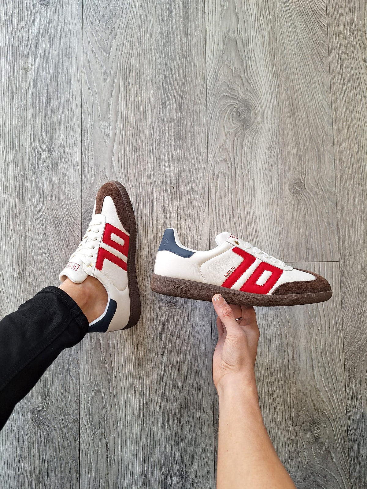 Back 70 - 108005 White, Brown and Red Trainer