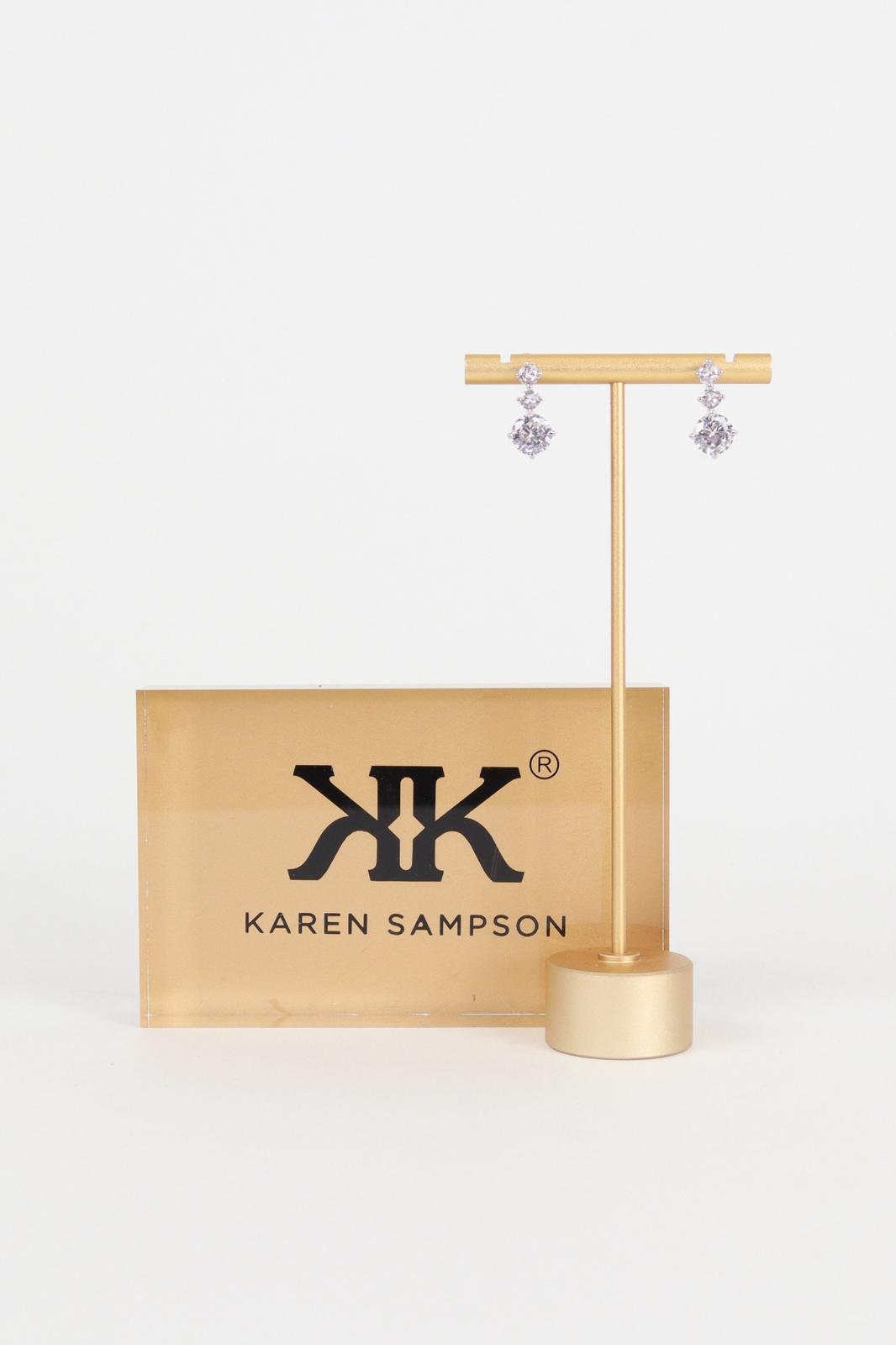 Karen Sampson - J11968 Silver Trio Drop Diamanté Earrings