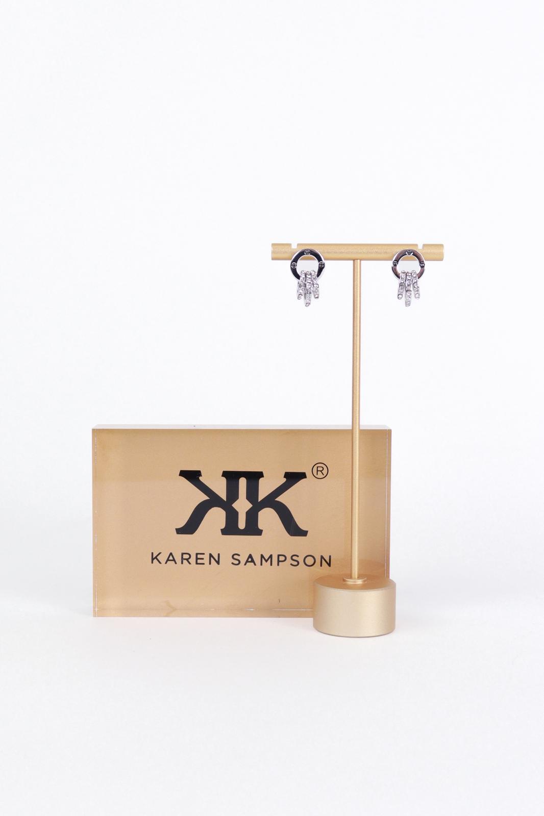 Karen Sampson - J11901 Silver 3 Ring Chain & Earrings set