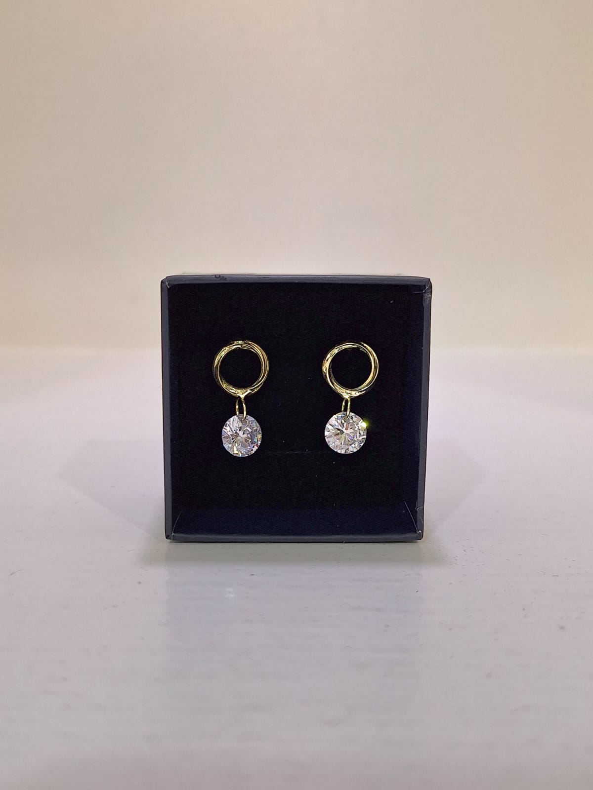 Karen Sampson - J11456 Gold Diamante Drop Earrings