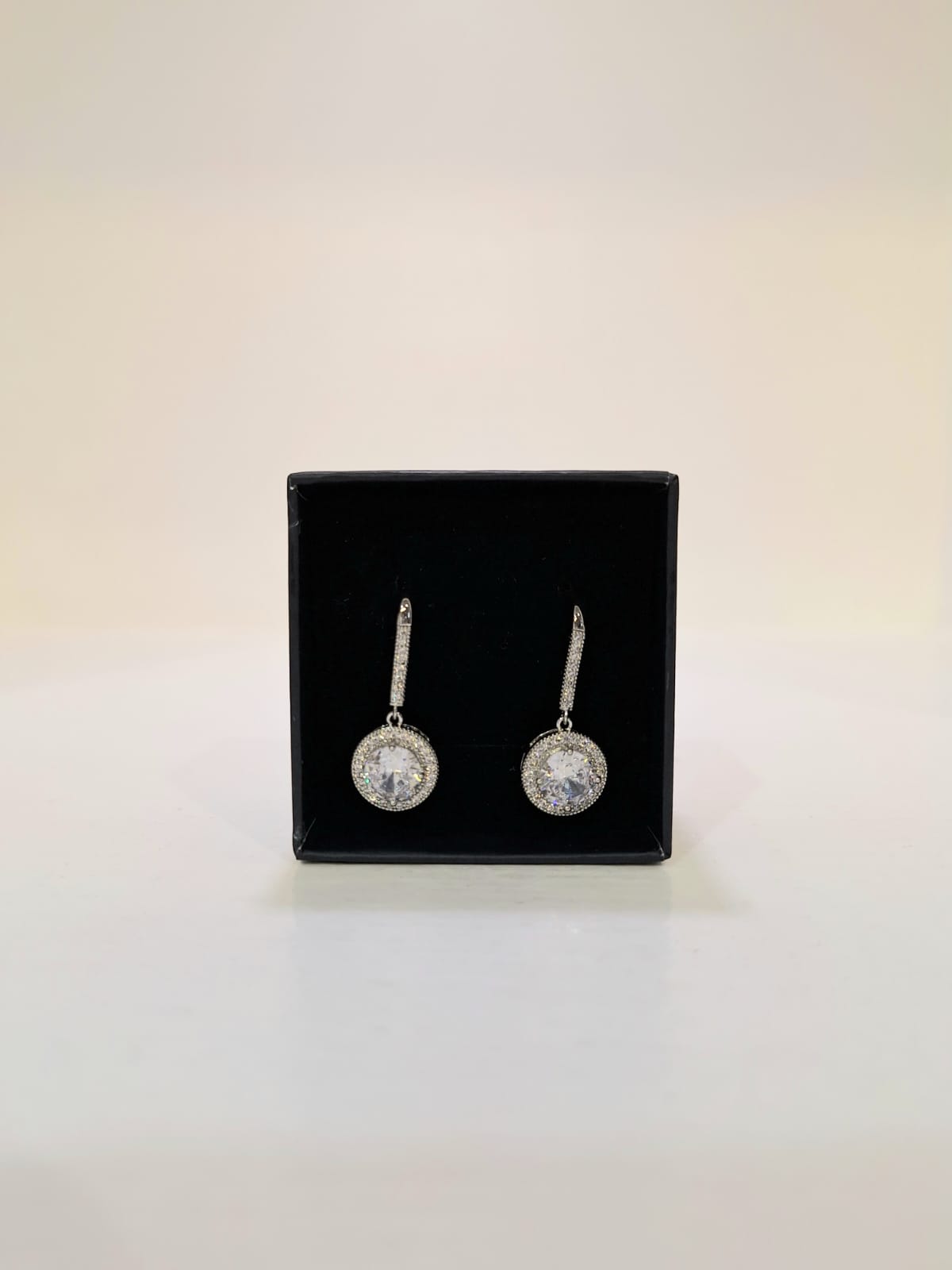 Karen Sampson - J11772 Silver Diamante Pendant Earrings