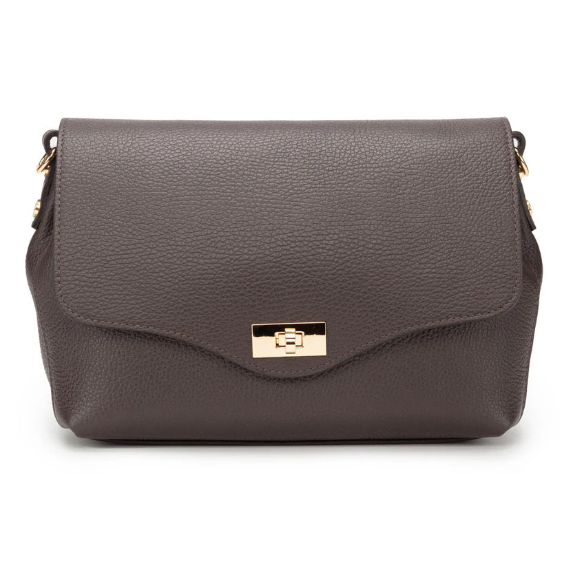 Elie Beaumont - Twist Chocolate Brown Leather Crossbody