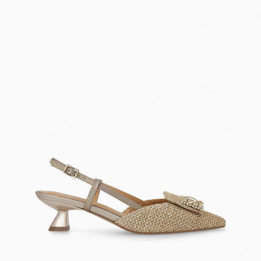 Lodi - A-Casiopea Beige/Gold Slingback