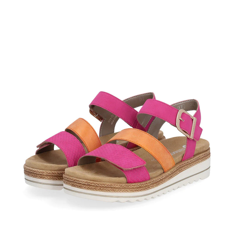 Remonte - DOQ55 Pink and Orange Gladiator Sandal