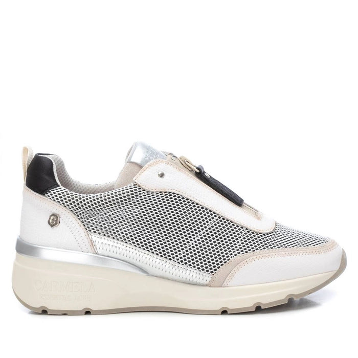 Carmela - 161422 White and Silver Zip Trainer