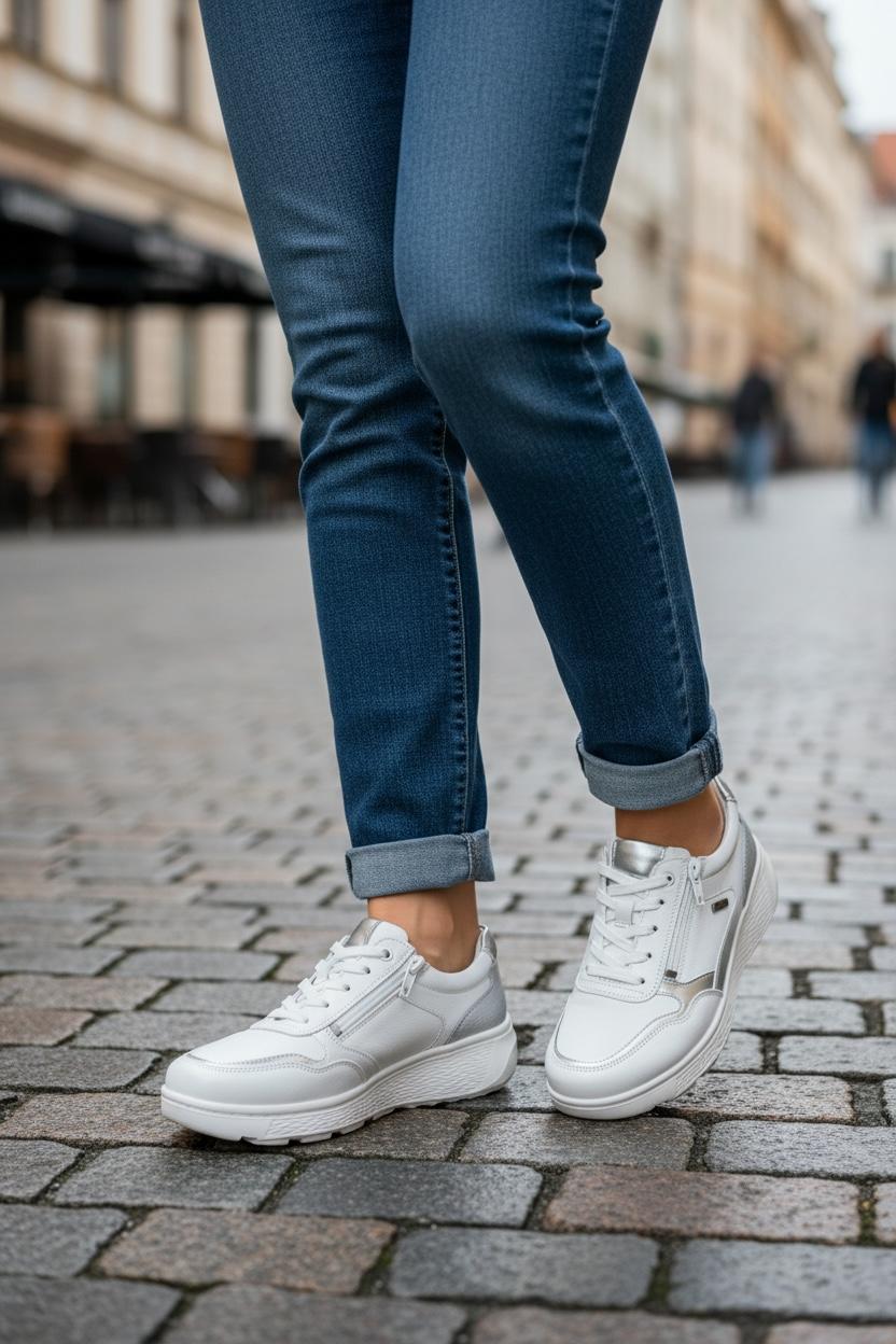 G Comfort - S-2731 White/Silver Waterproof Trainer