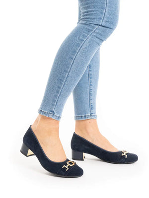 Ara - 35832 Navy Suede Court Shoe