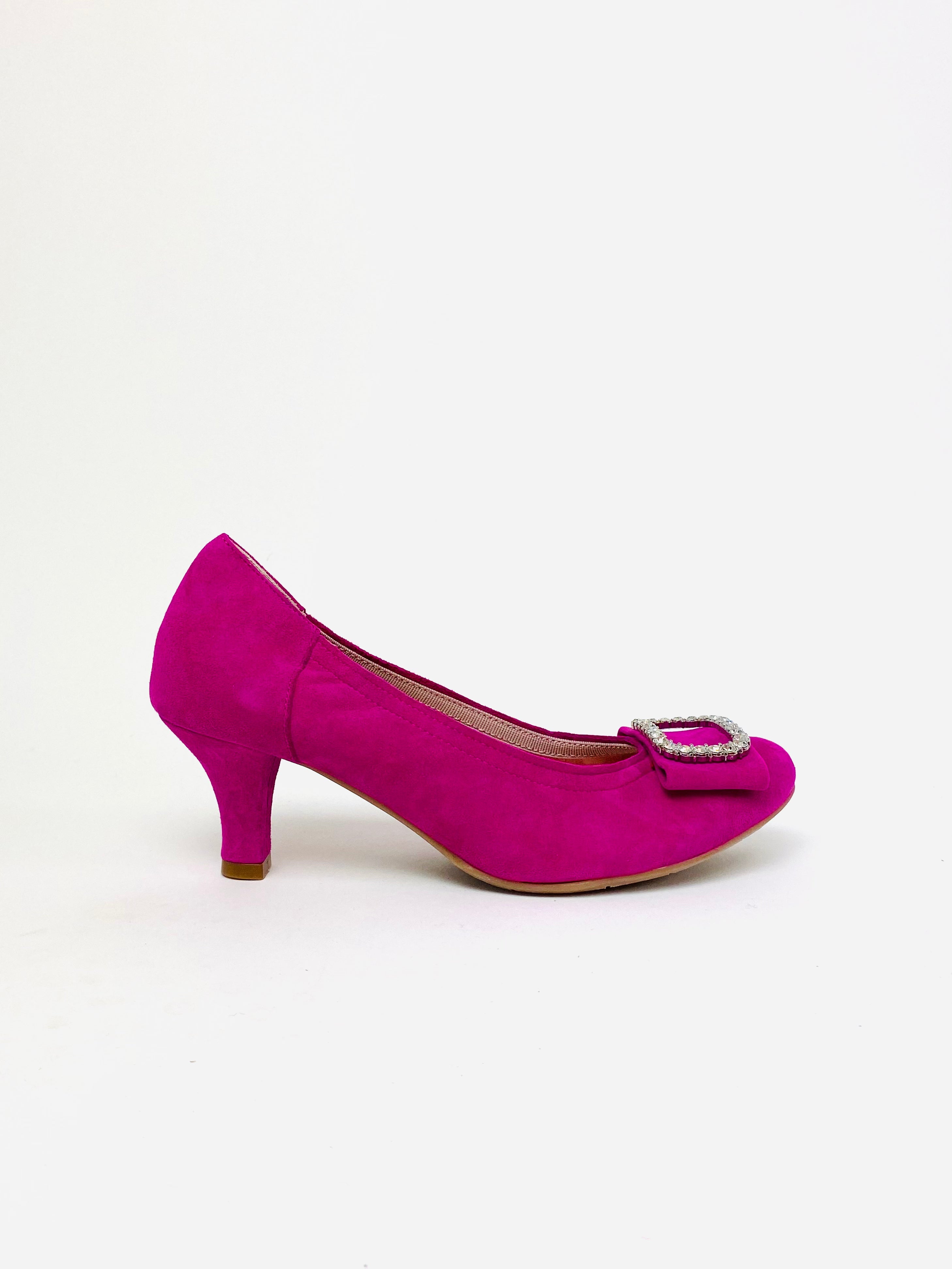 Le Babe - 3037 Fuschia Pink Diamonte Kitten Heel
