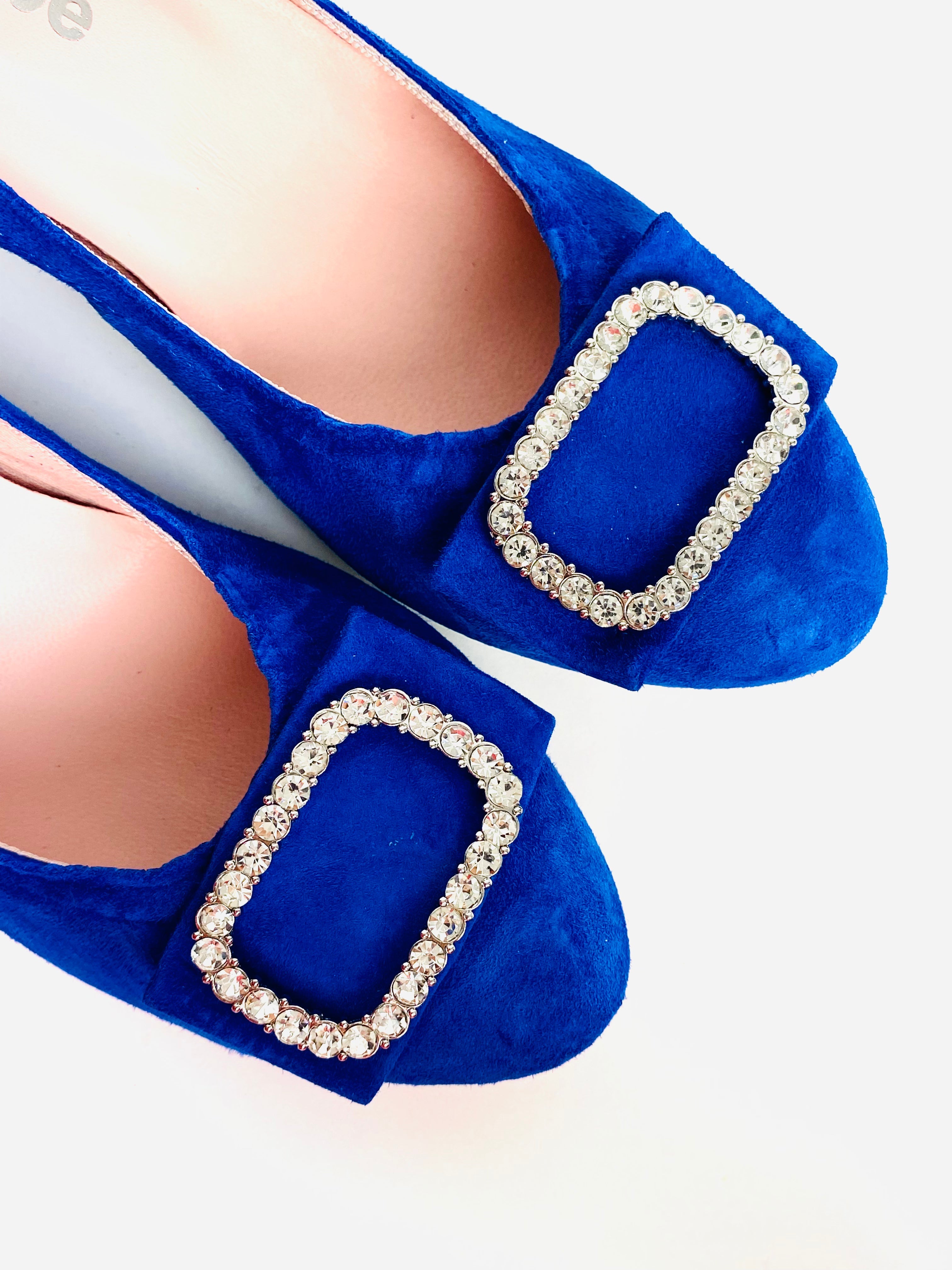 Le Babe - 3037S3 Blue Diamonte Kitten Heel Court