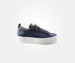 Paul Green - 5017 Navy Leather Elastic Trainer