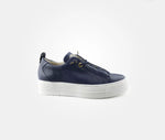 Paul Green - 5017 Navy Leather Elastic Trainer*