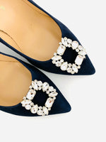 Rachels - Navy court shoe with embellishment