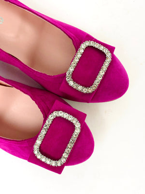 Le Babe - 3037 Fuschia Pink Diamonte Kitten Heel