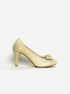 Le Babe - 1355 Gold Med Heel Court Shoe*