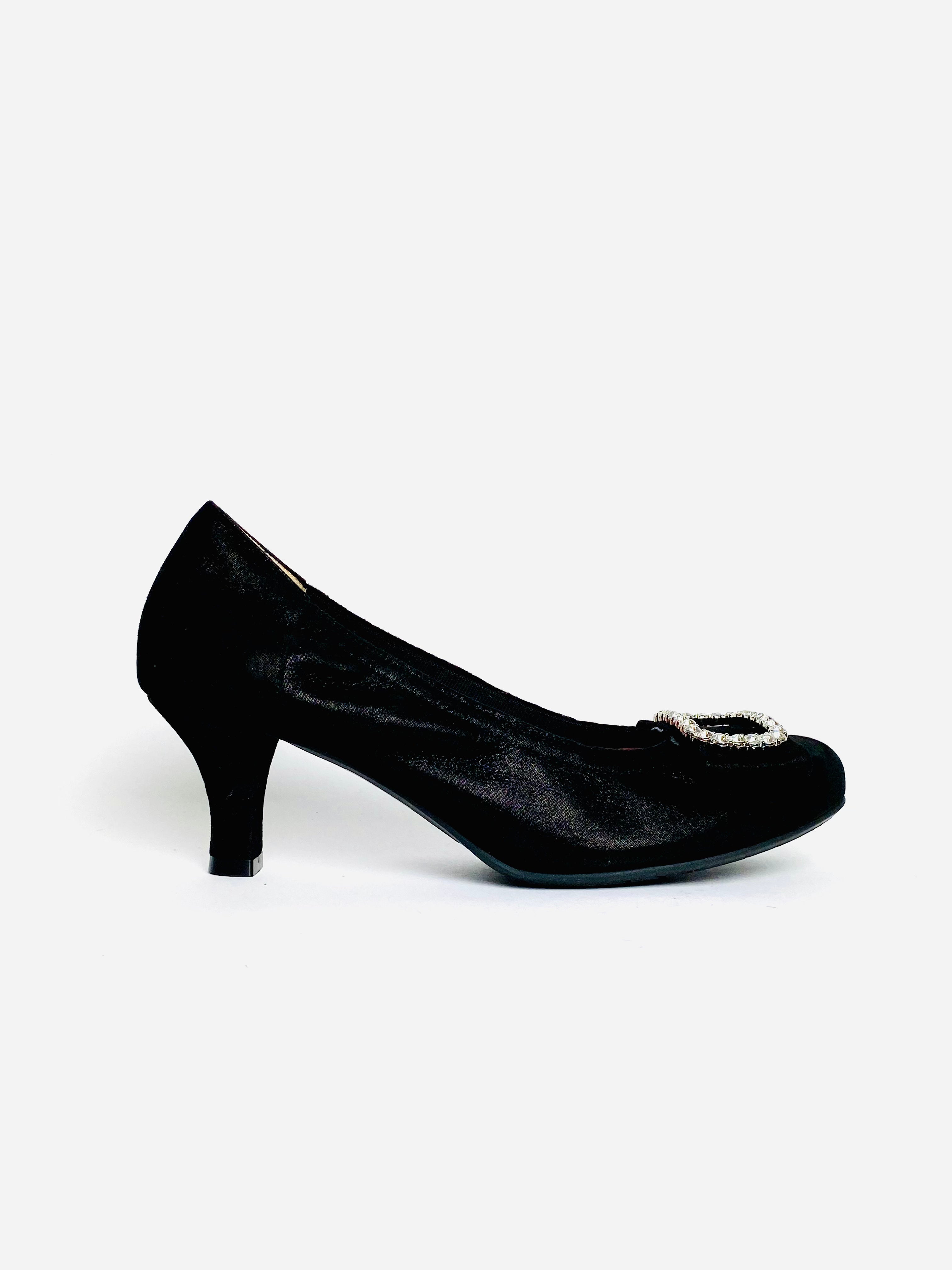 Le Babe - 3037S3 Black Diamonte Kitten Heel Court