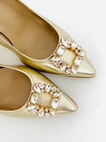 Rachels - Gold Court Shoe with Diamonte