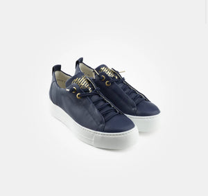 Paul Green - 5017 Navy Leather Elastic Trainer