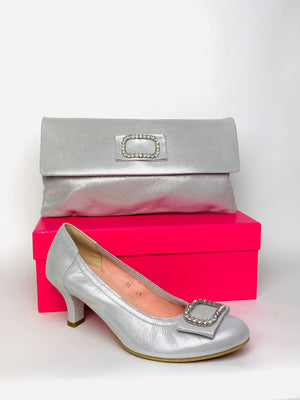 Le Babe - 3037 Silver Diamonte Kitten Heel