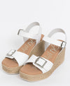 Oh My Sandals-5224 White Leather Wedge*