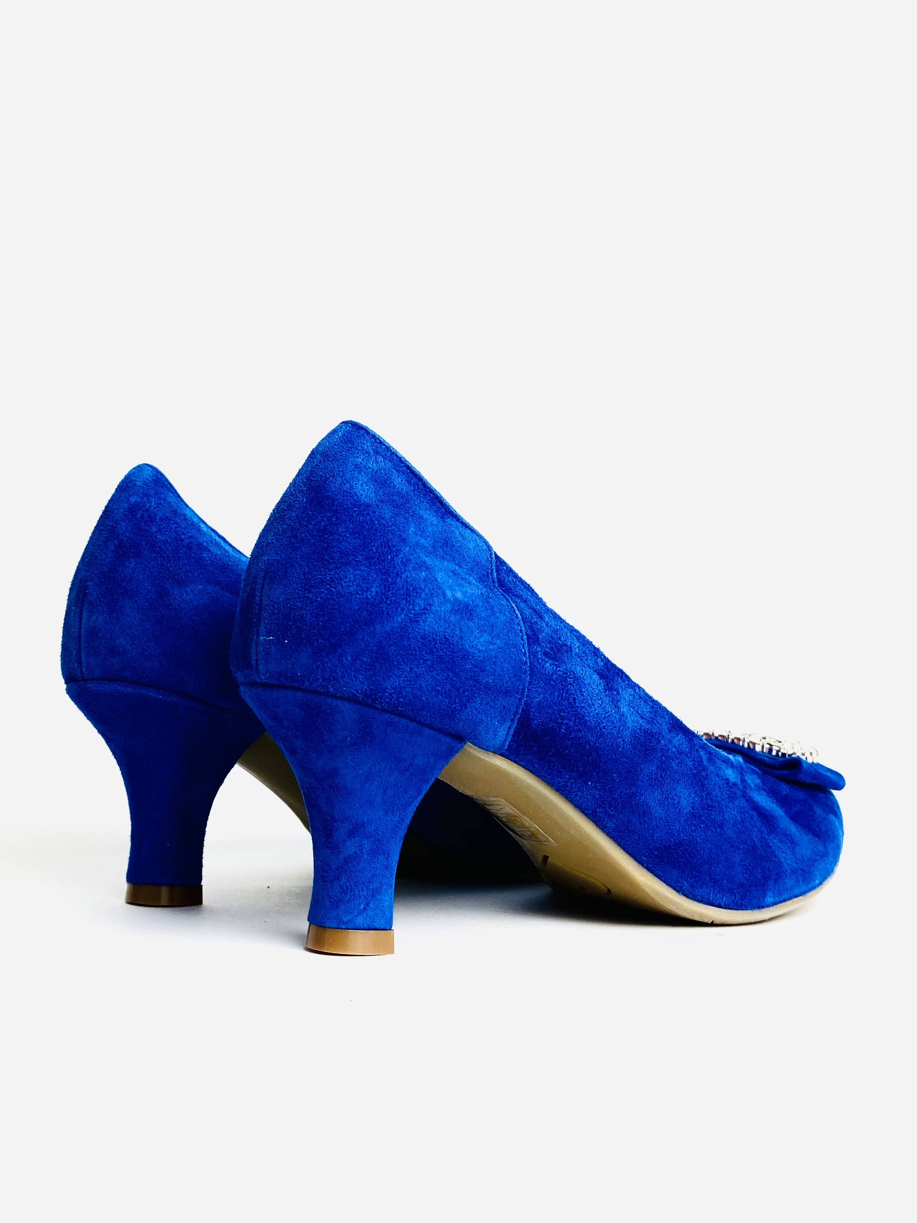 Cobalt blue kitten heel shoes best sale