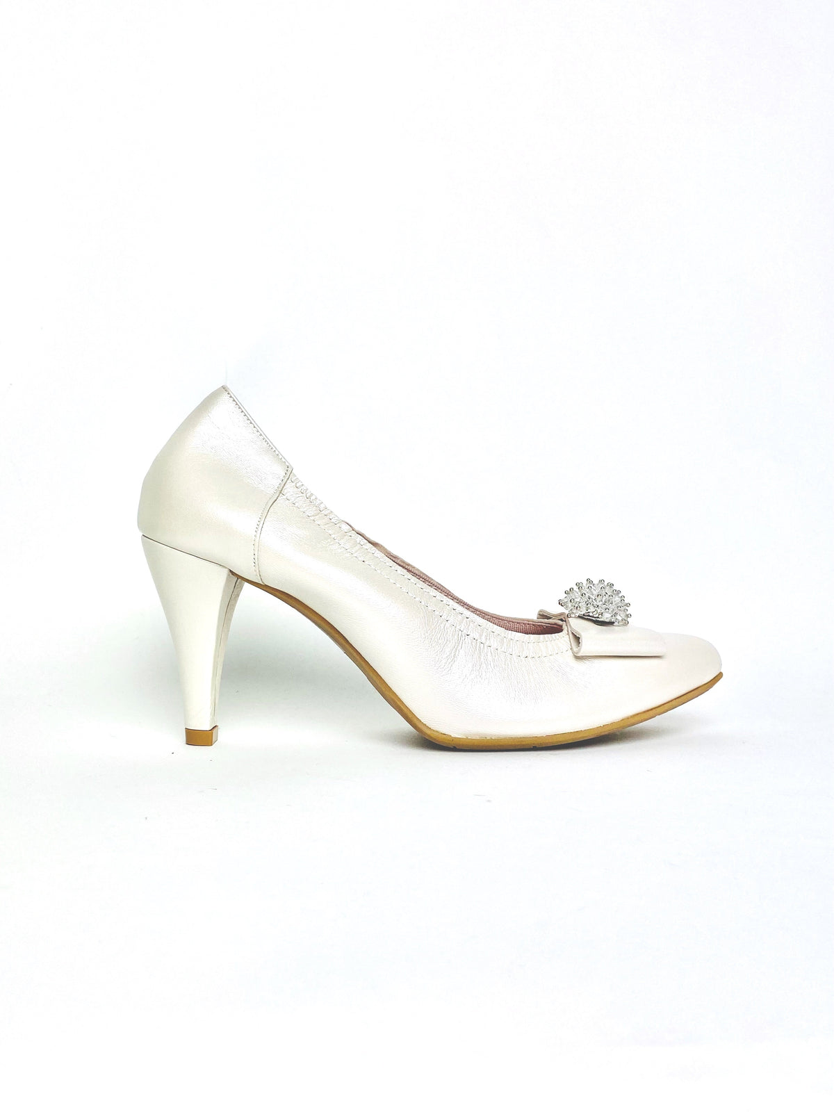 Le Babe - Ivory Cluster Med Heel Court Shoe*